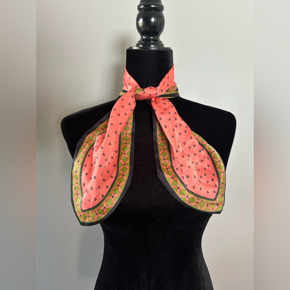 Elegant Coral and Olive‎ Scarf